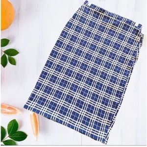New Nordstroms Free Press Blue & White Plaid Pencil Skirt Size Large